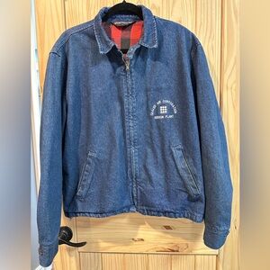 Blue Denim Jacket with Embroidered Logo